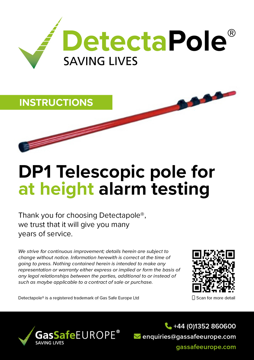 DetectaPole Telescopic Pole (DP1) Instructions